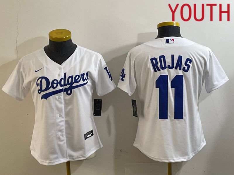 Youth Los Angeles Dodgers #11 Rojas White Game 2024 Nike MLB Jersey style 2